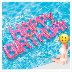 Pink & Gold 20'' Happy Birthday Pool Float Letters